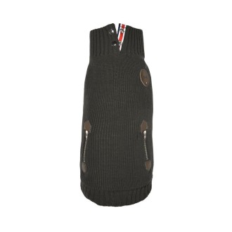 Strick-Hundepullover Brit Look mit Stehkragen khaki Gr. 29, 45