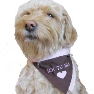 Hundehalstuch ICH TU NIX schoko/rosa Gr. XL, XXL