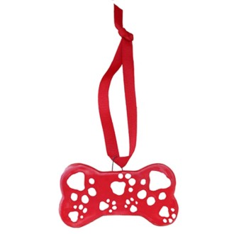 Weihnachtsbaumanhänger in Knochenform mit Tatzenmotiv