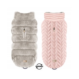 Milk & Pepper Wende-Hundemantel Mariette rosa/taupe