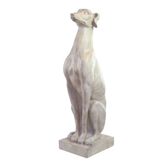 Große Windhund Skulptur creme 55 cm
